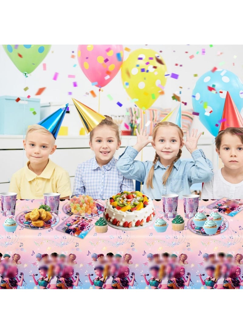saykfoe 86 PCS Kpop Party Supplies Set, K Pop Birthday Demon Decorations Tableware Kit With 20 Plates 20 Napkins 10 Knives 10 Forks 10 spoons 15 Pennants 1 Tablecover for Boys Girls Hunters Theme Serves 10 Guests - Image 5
